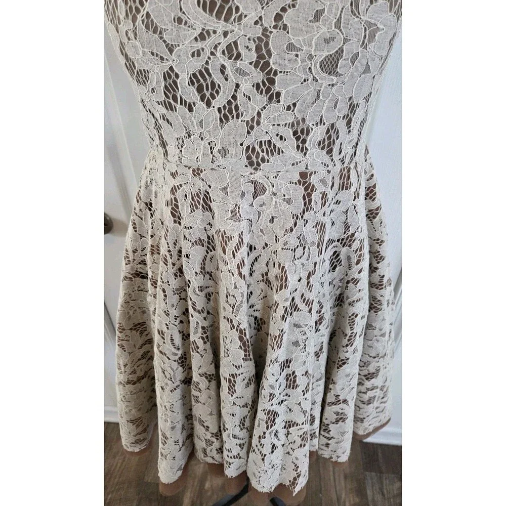 Joyfolie Hazel Fit & Flare Lace Dress in turtledove Girls Size 12